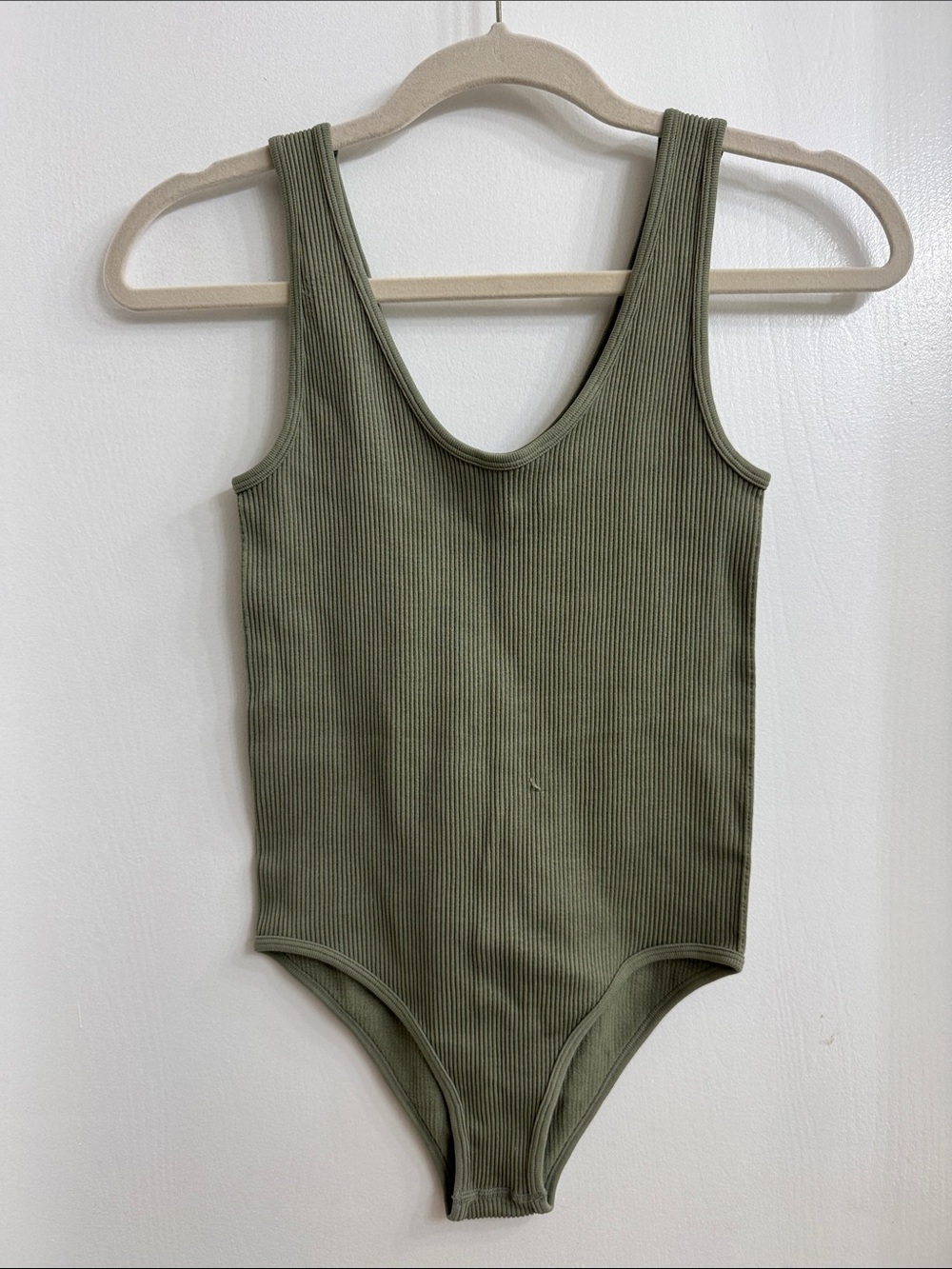 Zara Olive Ribbed One-Piece Bodysuit